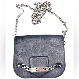 Jimmy Choo Shadow Gray Leather Crossbody Shoulder Bag